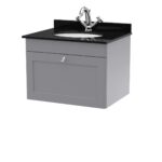 600mm Wall Hung 1 Drawer Vanity & Marble Top 1TH