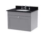 600mm Wall Hung 1 Drawer Vanity & Marble Top 3TH