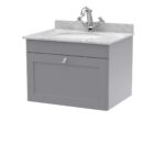 600mm Wall Hung 1 Drawer Vanity & Marble Top 1TH