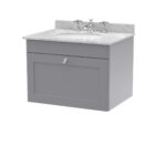 600mm Wall Hung 1 Drawer Vanity & Marble Top 3TH