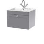 600mm Wall Hung 1-Drawer Unit & Stone Basin 1TH