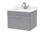 600mm Wall Hung 1 Drawer Vanity & Marble Top 1TH