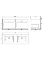 1200mm Wall Hung 2 Drawer Vanity & Marble Top - Image 2