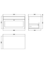 800mm Wall Hung 2-Door Vanity with Marble Top - Image 2