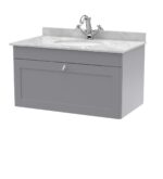 Nuie Classique 800mm Wall Hung 1 Drawer Vanity & Marble Top 1TH