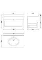 Nuie Classique 800mm Wall Hung 1 Drawer Vanity & Marble Top 1TH - Image 2