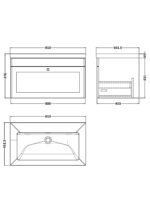 800mm Wall Hung Single Drawer Vanity with Basin - 0 Tap Hole - Image 2