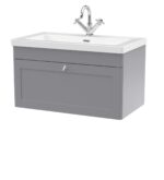 800mm Wall Hung Single Drawer Vanity with Basin - 1 Tap Hole