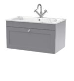 Nuie Classique 800mm Wall Hung 1-Drawer Unit & Stone Basin 1TH