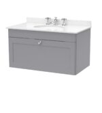 Nuie Classique 800mm Wall Hung 1 Drawer Vanity & Marble Top 3TH