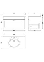 Nuie Classique 800mm Wall Hung 1 Drawer Vanity & Marble Top 3TH - Image 2