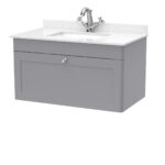 Nuie Classique 800mm Wall Hung 1 Drawer Vanity & Marble Top 1TH