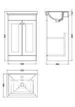 Nuie Classique 500mm Floor Standing 2-Door Vanity & Basin 1TH - Image 3