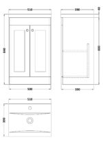 500mm Floor Standing 2 Door Vanity & Basin 1 - Image 3