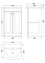500mm Floor Standing 2-Door Unit & Curved Basin - Image 3