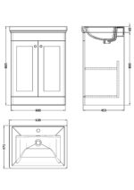 Nuie Classique 600mm Floor Standing 2-Door Vanity & Basin 1TH - Image 3