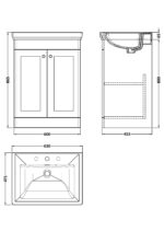 600mm Floor Standing 2-Door Vanity & Basin 3TH - Image 5
