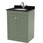 600mm Floor Standing 2 Door Vanity & Marble Top 1TH