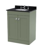 600mm Floor Standing 2 Door Vanity & Marble Top 3TH
