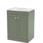 600mm Floor Standing 2-Door Vanity with Marble Top