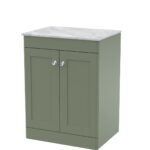600mm Floor Standing 2-Door Vanity with Marble Top