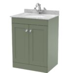 600mm Floor Standing 2 Door Vanity & Marble Top 1TH
