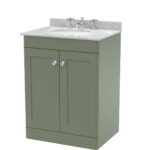 600mm Floor Standing 2 Door Vanity & Marble Top 3TH