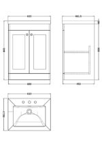 Nuie Classique 600mm Floor Standing 2-Door Vanity with Basin - 3 Tap Hole - Image 2