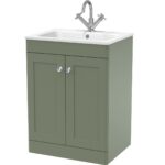 600mm Floor Standing 2-Door Unit & Stone Basin 1TH