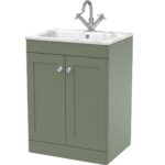 600mm Floor Standing 2-Door Unit & Stone Basin 1TH