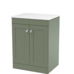 600mm Floor Standing 2-Door Vanity with Marble Top