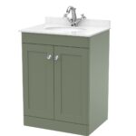 600mm Floor Standing 2 Door Vanity & Marble Top 1TH