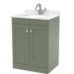 600mm Floor Standing 2 Door Vanity & Marble Top 1TH