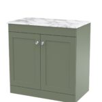 800mm Floor Standing 2-Door Vanity with Marble Top