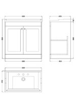 Nuie Classique 800mm Floor Standing 2 Door Vanity & Basin 3TH - Image 4