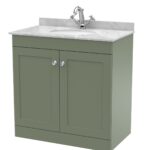 800mm Floor Standing 2 Door Vanity & Marble Top 1TH