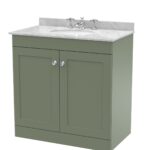 800mm Floor Standing 2 Door Vanity & Marble Top 3TH