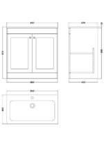 800mm Floor Standing 2-Door  Unit & Stone Basin 1TH - Image 3