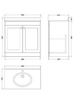Nuie Classique 800mm Floor Standing 2 Door Vanity & Marble Top 1TH - Image 2