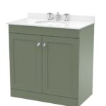 800mm Floor Standing 2 Door Vanity & Marble Top 3TH