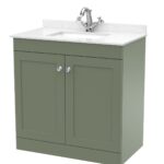 800mm Floor Standing 2 Door Vanity & Marble Top 1TH