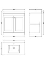 800mm Floor Standing 2 Door Vanity & Marble Top 1TH - Image 3