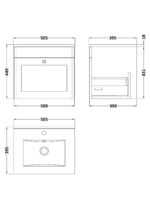 500mm Wall Hung 1 Drawer Vanity & Basin 2 - Image 3