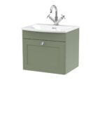 Nuie Classique 500mm Wall Hung 1-Drawer Unit & Curved Basin