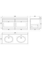 1200mm Wall Hung 2 Drawer Vanity & Marble Top - Image 2