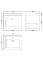 600mm Wall Hung 1 Drawer Vanity & Basin 1TH - Image 3