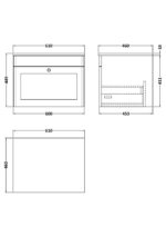 600mm Wall Hung 1-Drawer Vanity with Marble Top - Image 2