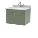600mm Wall Hung 1 Drawer Vanity & Marble Top 1TH