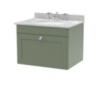 600mm Wall Hung 1 Drawer Vanity & Marble Top 3TH