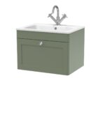Nuie Classique 600mm Wall Hung 1-Drawer Unit & Stone Basin 1TH